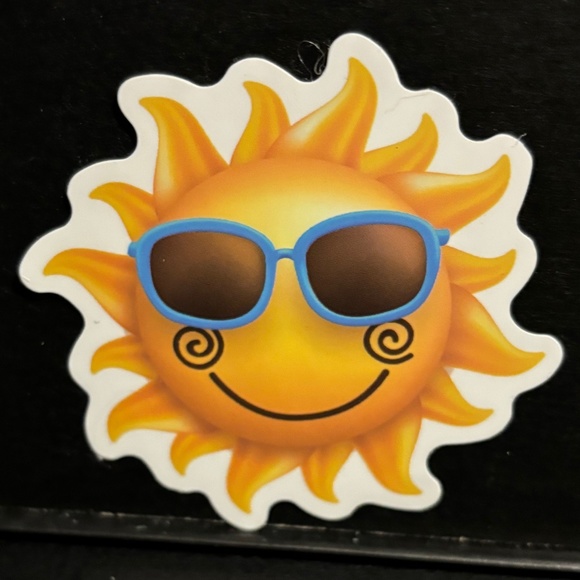 HAPPY BLUE SUNGLASSES SUN STICKER - Picture 1 of 1
